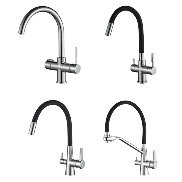 Sanipro Cupc Classic Taps Brass Luxury Flexible Pull out 3 Way Filtered Kitchen Drinking Water Tap Faucet with Separate Sprayer