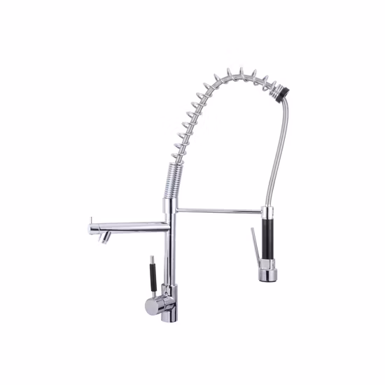 El mezclador del fregadero de la primavera de los artículos sanitarios saca el grifo de la cocina del agua potable de 3 vías